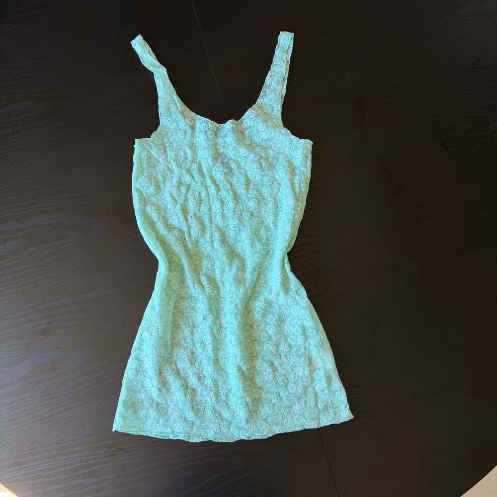 Free People Mint Green Lace Scoop Neck Tank Top
